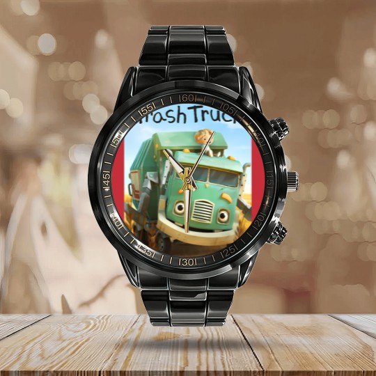 Discover hank and trash truck cartoon Calendar Steel Band Watch