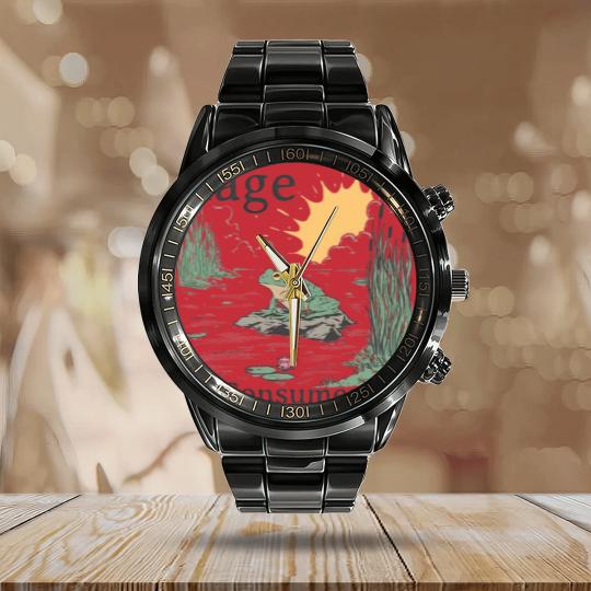 Discover Rage Consumes Me Calendar Steel Band Watch, Frog Pond Calendar Steel Band Watch, Meme Frog Calendar Steel Band Watch, Vintage Style Unisex Calendar Steel Band Watch