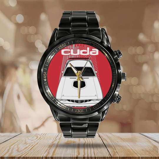 Discover Plymouth Barracuda 1971 - White Calendar Steel Band Watch