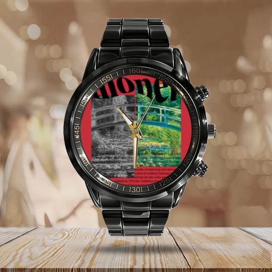 Discover Claude Monet Calendar Steel Band Watch, Minimalist Art, The Water-Lily Pond Calendar Steel Band Watch