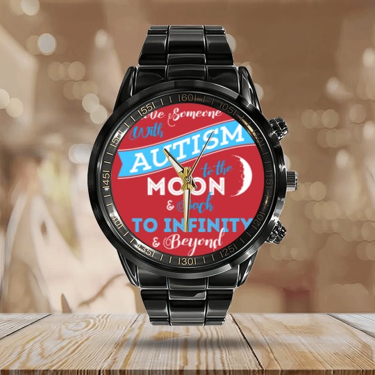 Discover AUTSIM MOM - GRANDPA - GRANDMA - DAD - AUTISM GIFT Calendar Steel Band Watch