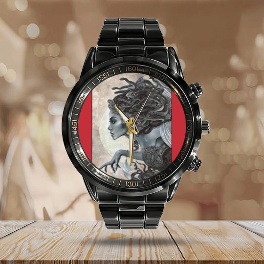 Discover Medusa Graphic Calendar Steel Band Watch