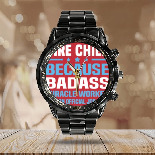 Discover Fire Chief Calendar Steel Band Watch