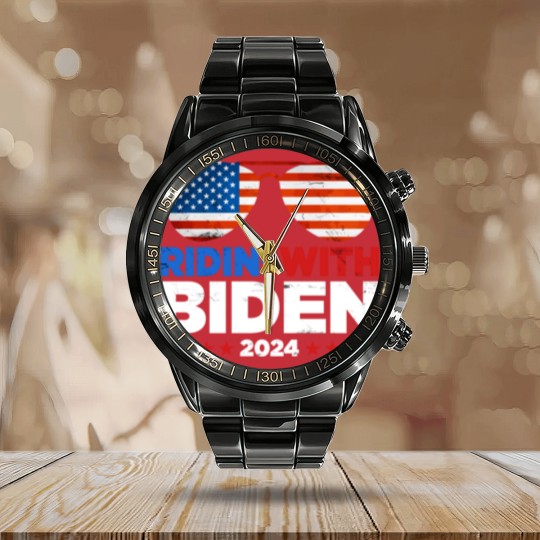 Discover Ridin' With Biden Joe Biden 2024 Election For Pres Calendar Steel Band Watch