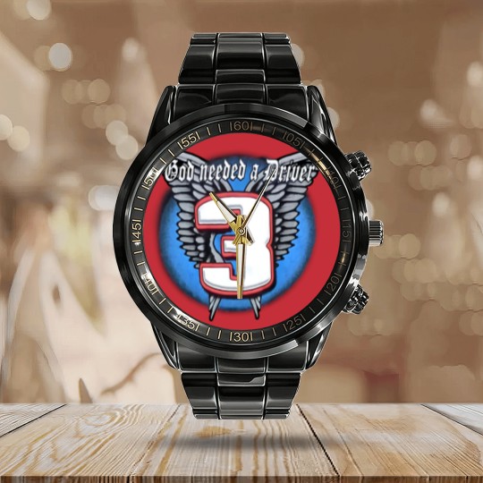 Discover Vintage Dale Earnhardt Sr. no. 3 God Needed a Driver Calendar Steel Band Watch