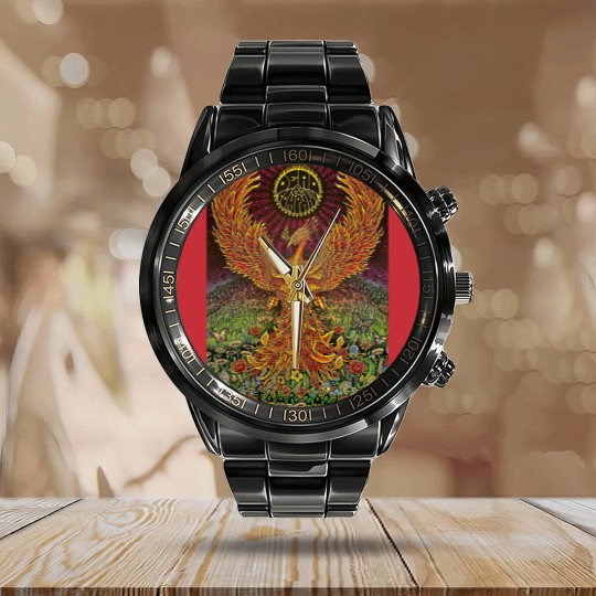 Discover Grateful Phoenix Dead Calendar Steel Band Watch