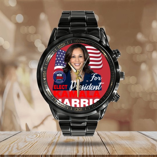 Discover KAMALA HARRIS FOR PRESIDENT Calendar Steel Band Watch