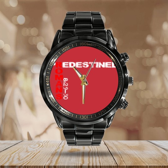 Discover Predestined Romans 8:29-30 Calendar Steel Band Watch Calendar Steel Band Watch