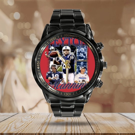 Discover Vintage 90s Graphic Style Peyton Manning Calendar Steel Band Watch