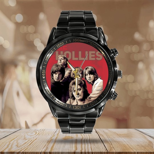 Discover The Hollies  Band Brown Vintage Calendar Steel Band Watch