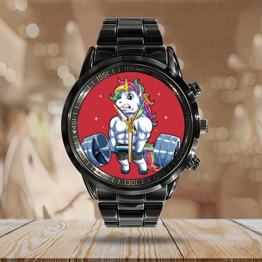 Discover Unicorn Weightlifting Calendar Steel Band Watch, Unicorn Calendar Steel Band Watch, Unicorn Gifts, Gym Calendar Steel Band Watch, Workout Calendar Steel Band Watch