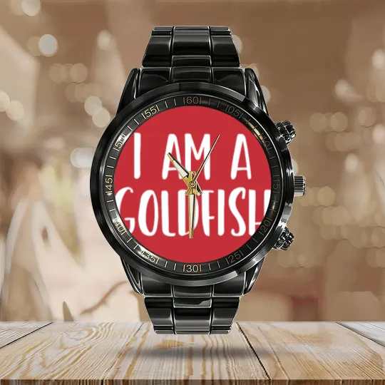 Discover I Am A Goldfish Halloween I'm Simple Costume Lazy Calendar Steel Band Watch