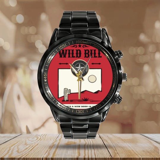 Discover Vintage Wild West Bill Poster Calendar Steel Band Watch