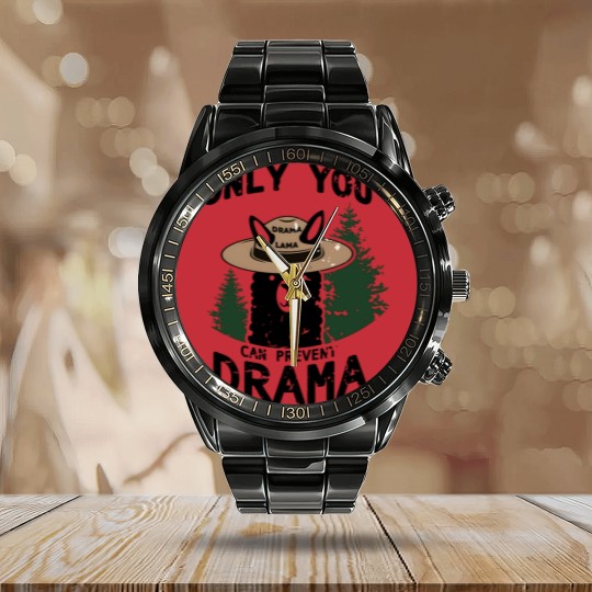 Discover Only You Can Avoid the Drama, Llama Smokey Parody, Llama Super Soft Calendar Steel Band Watch