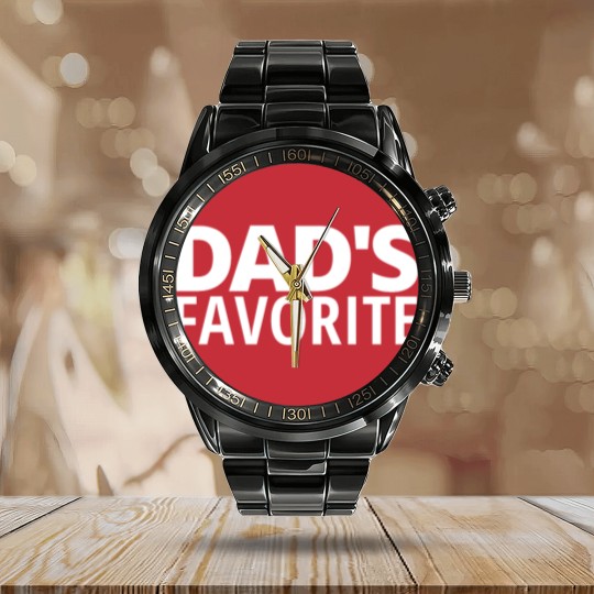 Discover DAD'S FAVORITE (in white letters) Calendar Steel Band Watch