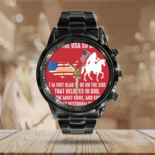 Discover with the usa so divided i'm just glad to be on the side Calendar Steel Band Watch