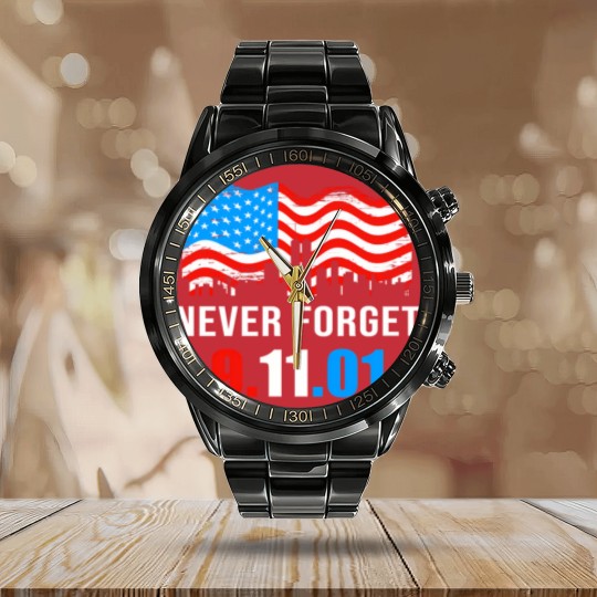 Discover patriot day 9 11 Calendar Steel Band Watch