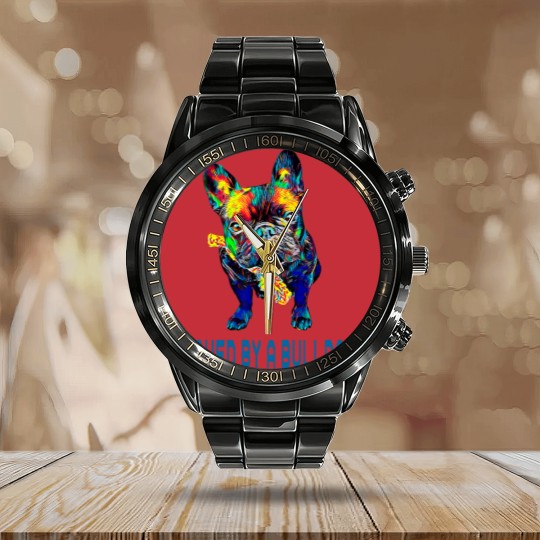 Discover French Bulldog Pet Mens Loved by a bulldog French Bulldog Funny Sayings Calendar Steel Band Watch