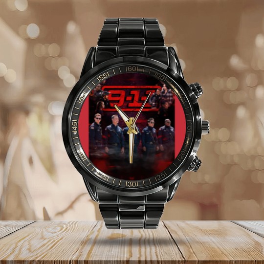 Discover 9-1-1  Cast Purple Red Haze Calendar Steel Band Watch