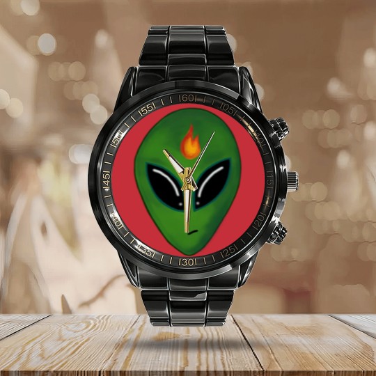 Discover Inciteful Alien Head Calendar Steel Band Watch