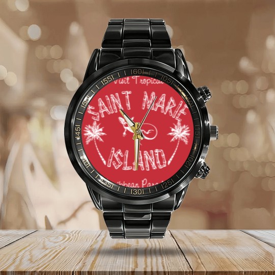 Discover Saint Marie Tourist Fitted Scoop Calendar Steel Band Watch