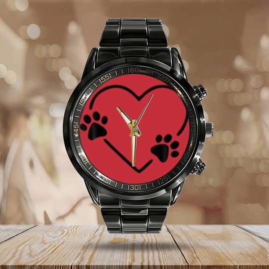 Discover Dog Heart Dog Paw Dog Mom Dog Mama Calendar Steel Band Watch
