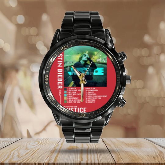 Discover Justin Bieber Justice Tour Tees, Justin Bieber Calendar Steel Band Watch, Justin Bieber Merch