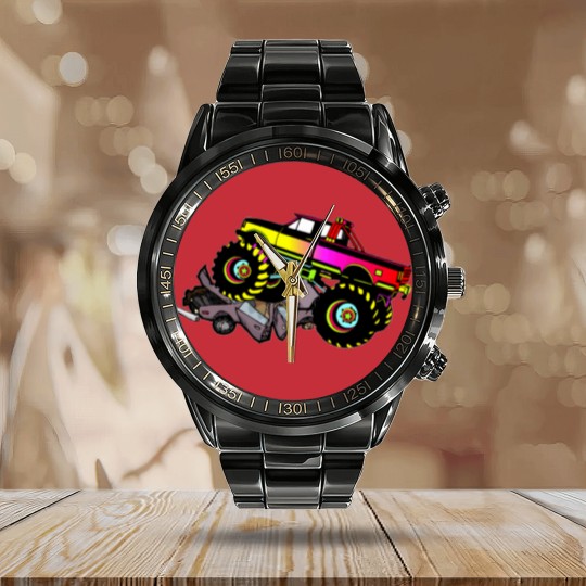 Discover Monster Truck Calendar Steel Band Watch