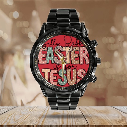 Discover Kids Easter Calendar Steel Band Watch, Silly Rabbit, Easter is for Jesus Calendar Steel Band Watch