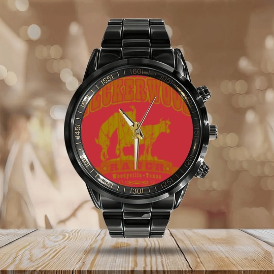 Discover Peckerwood Ranch Calendar Steel Band Watch