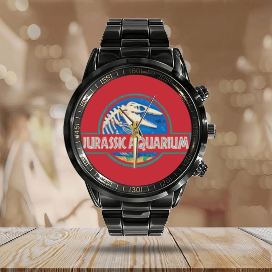 Discover Jurassic Aquarium Calendar Steel Band Watch