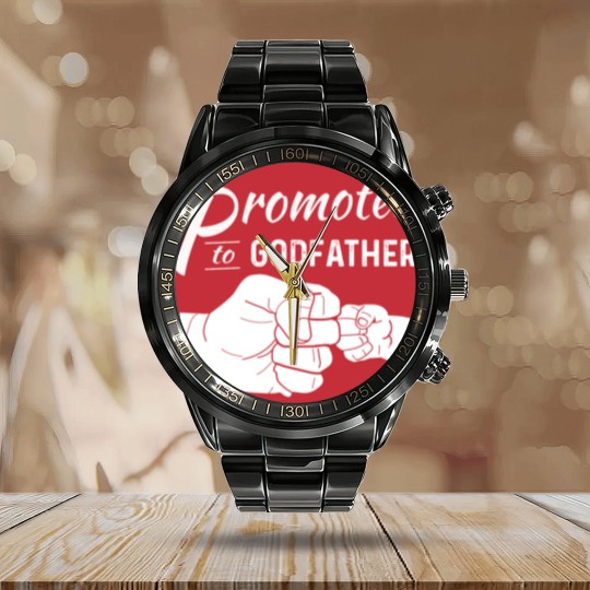Discover Promoted To Godfather Calendar Steel Band Watch