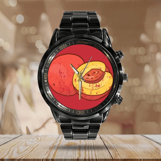 Discover Retro Vintage Grunge Style Nectarines Peaches Calendar Steel Band Watch