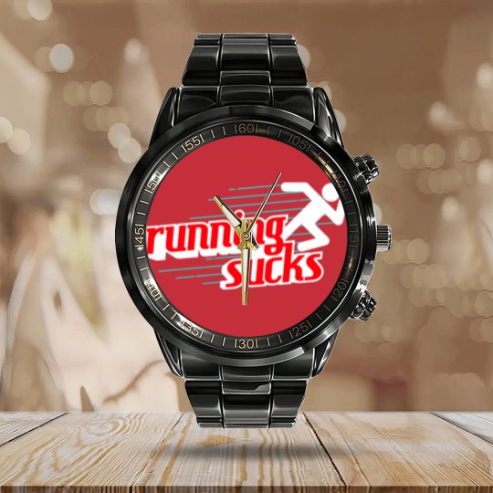 Discover Running Sucks Calendar Steel Band Watch