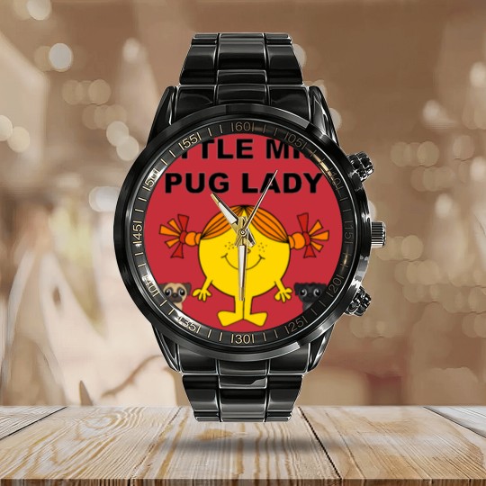 Discover Little Miss Pug Lady Cute Design Calendar Steel Band Watch
