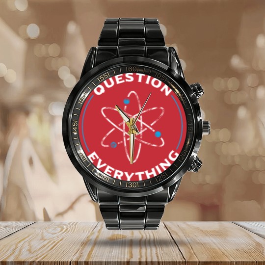 Discover Question everything atom - atheism - atheist Calendar Steel Band Watch