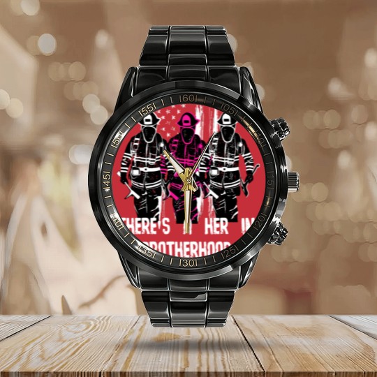 Discover Female Firefighter Women Brotherhood Calendar Steel Band Watch