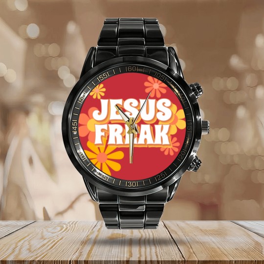 Discover Retro Jesus freak hippie flowers-vintage Jesus Calendar Steel Band Watch