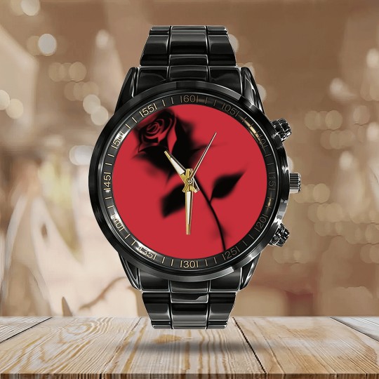 Discover Gothic Black Rose Calendar Steel Band Watch
