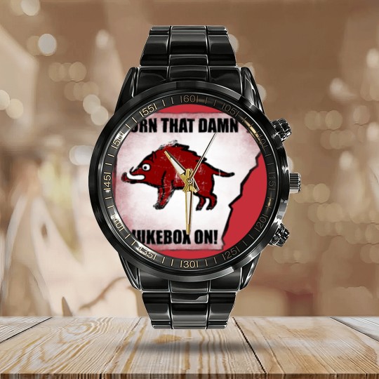Discover Distressed Turn that Damn Jukebox On Calendar Steel Band Watch
