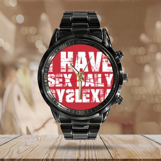Discover I Have sx Daily Dyslexia Calendar Steel Band Watch