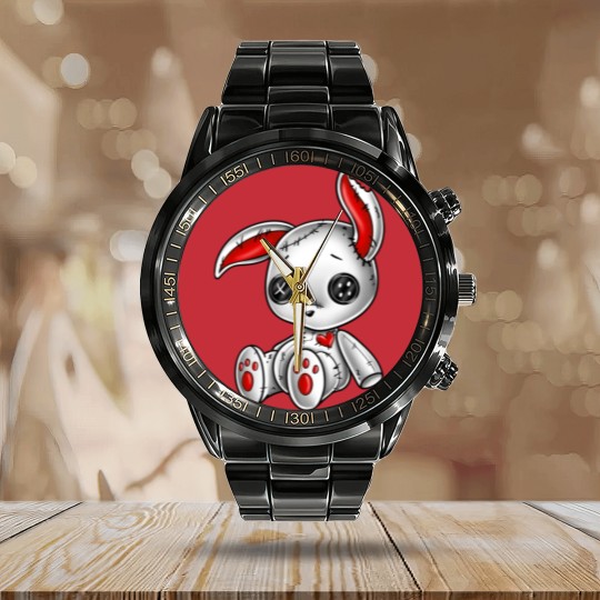 Discover Goth Bunny Cute Gothic White Bunny Calendar Steel Band Watch