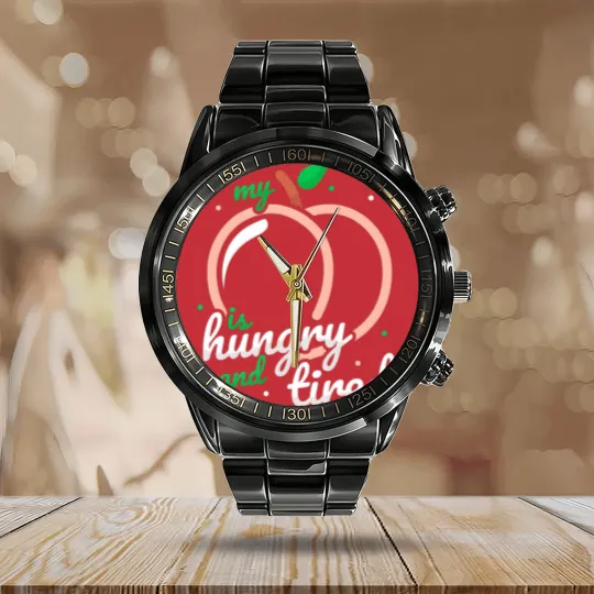 Discover Peach Fruit Print Just Apricot Peachy Hungry And T Calendar Steel Band Watch