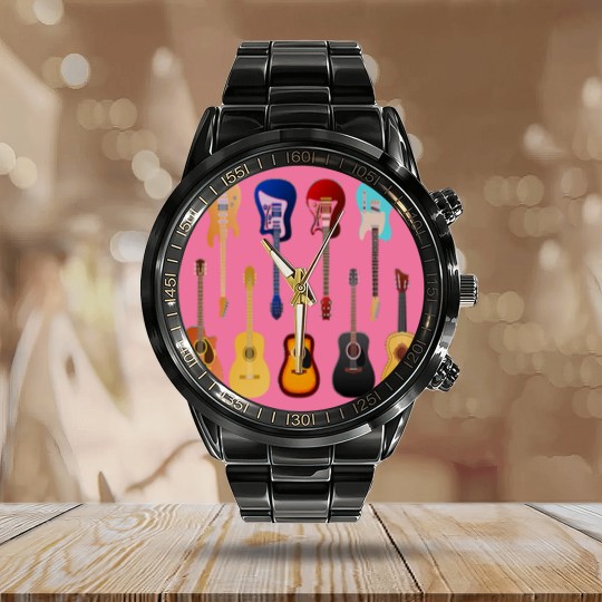 Discover Guitar T- Calendar Steel Band Watch Many guitars T- Calendar Steel Band Watch Calendar Steel Band Watch