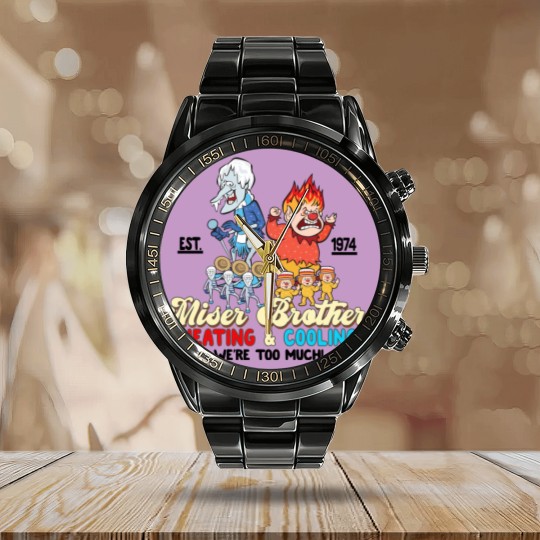 Discover Vintage Heat and Snow Misers 2023 Ugly Christmas Calendar Steel Band Watch