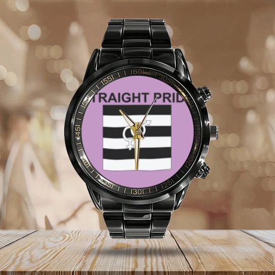 Discover Straight Pride Calendar Steel Band Watch Gender Symbols Men & Woman