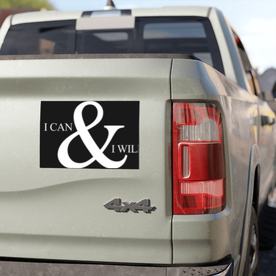 Discover I can and i will motivational white Car Magnets