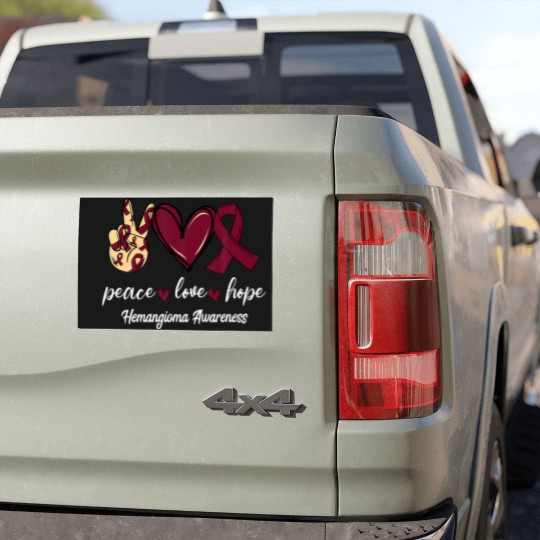 Discover Peace Love Cure Hemangioma Burgundy Ribbon Awarene Car Magnets