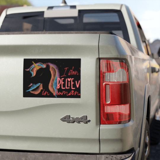 Discover I Don`t Believe In Humans | Funny Unicorn Sarcasm Car Magnets