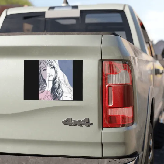 Discover Portrait sketch, tropical plants colorful shapes Car Magnets